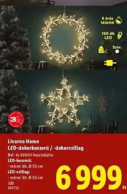 Lidl Livarno Home LED-dekoroszorú / -dekorcsillag ajánlat