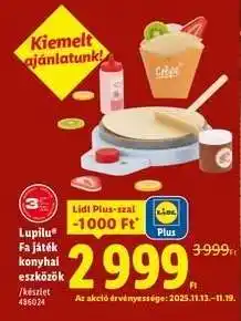 Lidl Lupilu Fa játék konyhai eszközök ajánlat