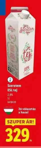 Lidl Szeretem ESL tej ajánlat