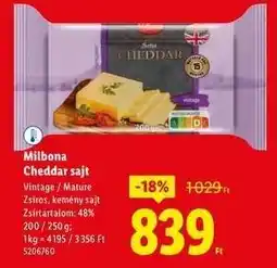 Lidl MILBONA Cheddar sajt ajánlat