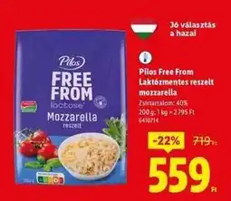 Lidl Pilos Free From Laktózmentes reszelt mozzarella ajánlat