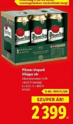Lidl PILSNER URQUELL Világos sör ajánlat