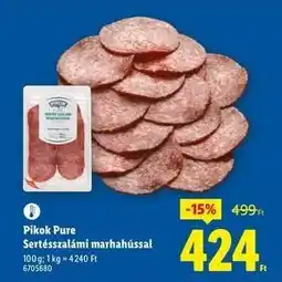 Lidl Pikok Pure Sertésszalámi marhahússal ajánlat