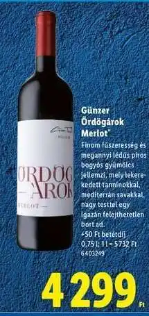 Lidl Günzer Ördögárok Merlot ajánlat