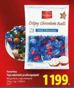 Lidl Favorina Tejcsokoládé pralinégolyók ajánlat