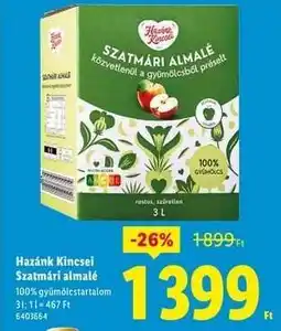 Lidl Hazánk Kincsei Szatmári almalé ajánlat