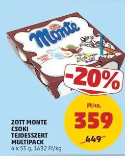 PENNY Zott Monte Csoki Tejdesszert Multipack ajánlat