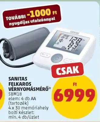 PENNY Sanitas Felkaros Vérnyomásmérő ajánlat