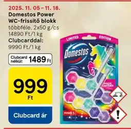 Tesco Domestos Power WC-frissítő blokk ajánlat