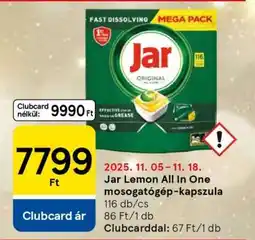Tesco Jar Lemon All In One mosogatógép-kapszula ajánlat