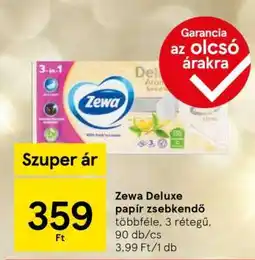 Tesco Zewa Deluxe papír zsebkendő ajánlat