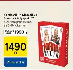 Tesco Korda All-in Klasszikus francia kártyapakli ajánlat