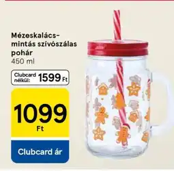 Tesco Mézeskalács-mintás szívószálas pohár ajánlat