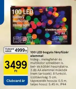 Tesco 100 LED bogyós fényfüzér elemmel ajánlat