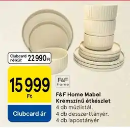 Tesco F&F Home Mabel Krémszínű étkészlet ajánlat