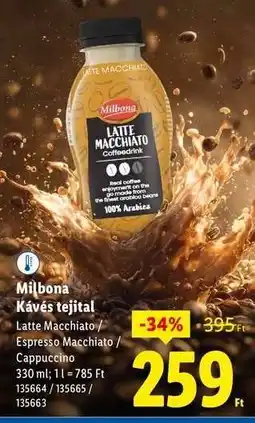 Lidl Milbona Kávés tejital ajánlat