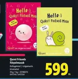 Lidl Quret Friends Fátyolmaszk ajánlat
