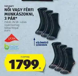 ALDI TOPCRAFT Női vagy Férfi Munkászokni, 3 pár ajánlat