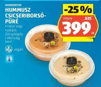 ALDI Wonnemeyer Hummusz Csicseriborsó-Püré ajánlat