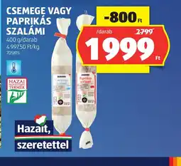 ALDI Csemege vagy Paprikás Szalámi ajánlat