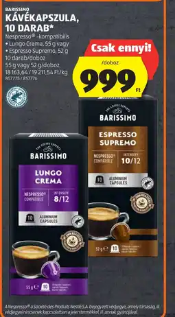 ALDI BARISSIMO KÁVÉKAPSZULA, 10 DARAB ajánlat