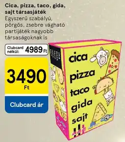Tesco Cica, pizza, taco, gida, sajt társasjáték ajánlat