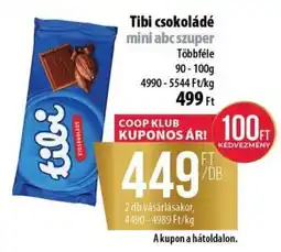 Coop Tibi csokoládé ajánlat