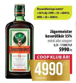 Coop Jägermeister keserűlikőr 35% ajánlat