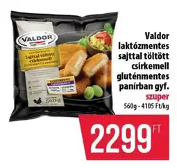 Coop Valdor laktózmentes sajttal töltött csirkemell gluténmentes panírban gyf. ajánlat