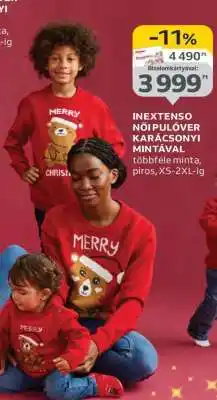 Auchan INEXTENSO Női Pulóver Karácsonyi Mintával ajánlat