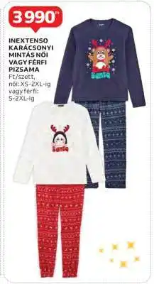 Auchan INEXTENSO KARÁCSONYI MINTÁS NŐI VAGY FÉRFI PIZSAMA ajánlat
