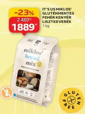Auchan IT’S US MIKLOS’ GLUTÉNMENTES FEHÉR KENYÉR LISZTKEVERÉK ajánlat