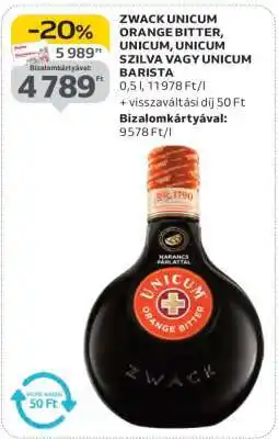 Auchan Zwack Unicum Orange Bitter, Unicum, Unicum Szilva vagy Unicum Barista ajánlat