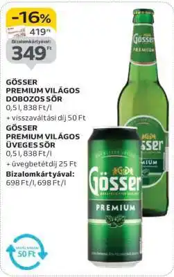 Auchan Gösser Premium Világos Dobozos Sör ajánlat