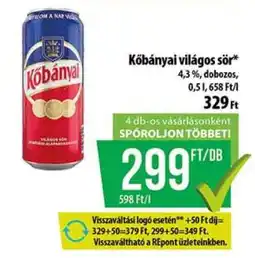 Coop KŐBÁNYAI Világos sör ajánlat