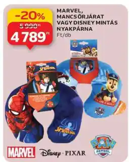 Auchan Marvel, Mancs Őrjárat vagy Disney mintás nyakpárna ajánlat