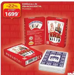 Auchan KORDA ALL IN FRANCIA KÁRTYA ajánlat