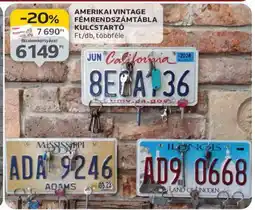 Auchan AMERIKAI VINTAGE FÉMRENDSZÁMTÁBLA KULCSTARTÓ ajánlat