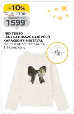 Auchan INEXTENSO LÁNYKA HOSSZÚ UJJÚ PÓLÓ KARÁCSONYI MINTÁVAL ajánlat