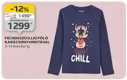 Auchan Fiú hosszú ujjú póló karácsonyi mintával ajánlat