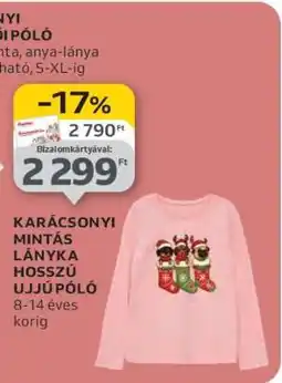 Auchan KARÁCSONYI MINTÁS LÁNYKA HOSSZÚ UJJÚ PÓLÓ ajánlat