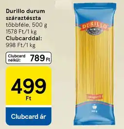 Tesco Durillo durum száraztészta ajánlat
