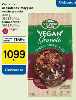 Tesco Cerbona csokoládés-meggyes vegán granola ajánlat
