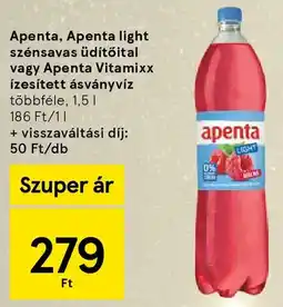Tesco Apenta, Apenta light szénsavas üdítőital, Apenta Vitamixx ízesített ásványvíz ajánlat
