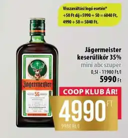 Coop Jägermeister keserűlikőr 35% ajánlat
