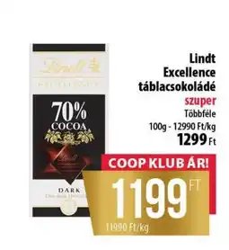 Coop Lindt Excellence táblacsokoládé ajánlat