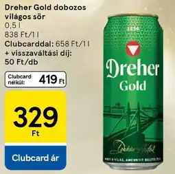 Tesco Dreher Gold dobozos világos sör ajánlat