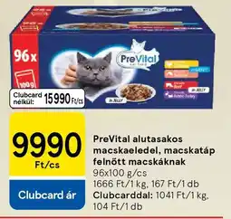 Tesco PreVital alutasakos macskaeledel, macskatáp felnőtt macskáknak ajánlat