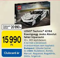 Tesco LEGO Technic 42184 Koenigsegg Jesko Absolut fehér hiperautó ajánlat
