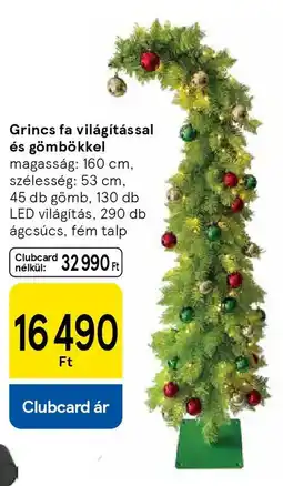 Tesco Grincs fa világítással és gömbökkel ajánlat